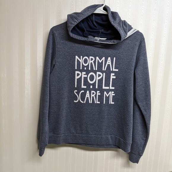 Normal People Scare Me Novelty Hoodie Blue/Grayish XS - Picture 7 of 7